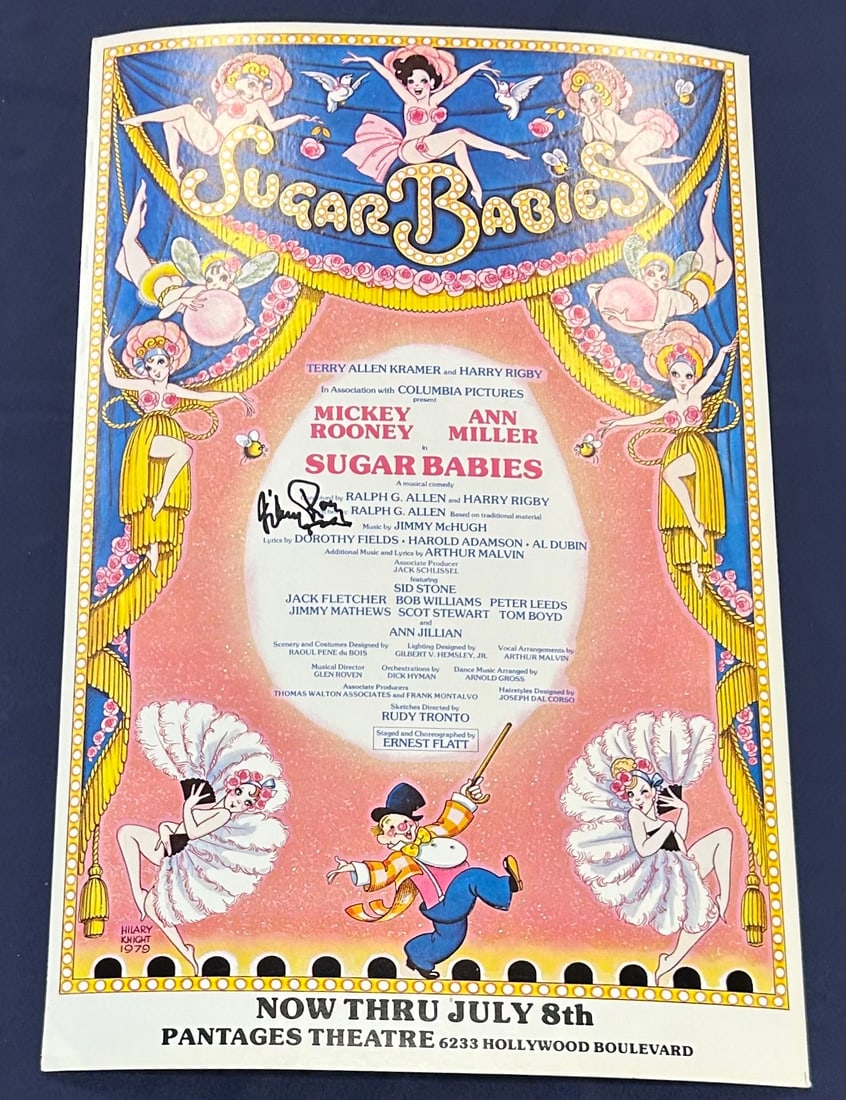 Mickey Rooney Autographed 1979 Sugar Babies Broadway Original 14 in. x 22 in. Window Card Poster (1 of 5)