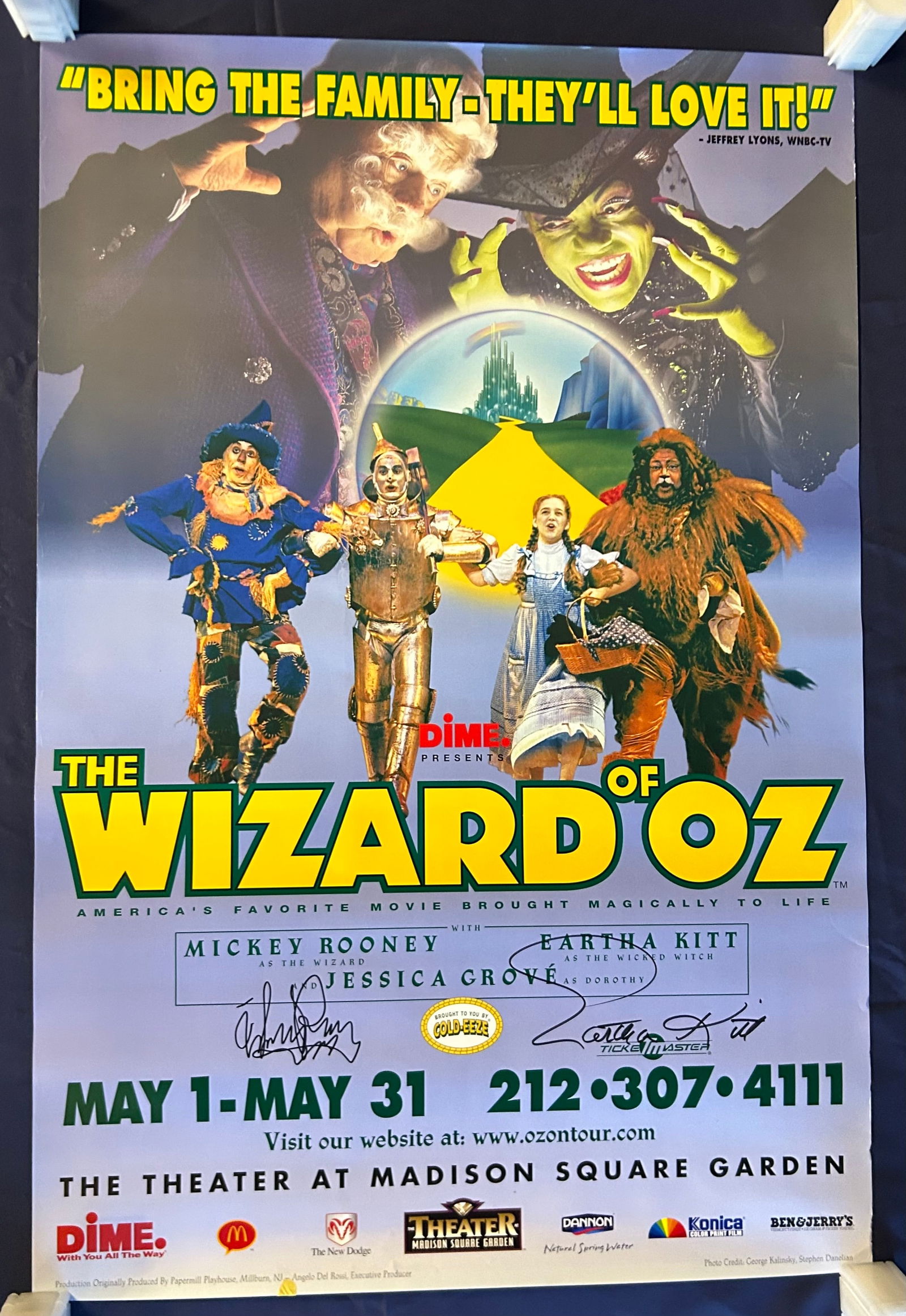 1998 Wizard of Oz 24 in. x 36 in. Poster Autographed by Mickey Rooney and Eartha Kitt (1 of 5)