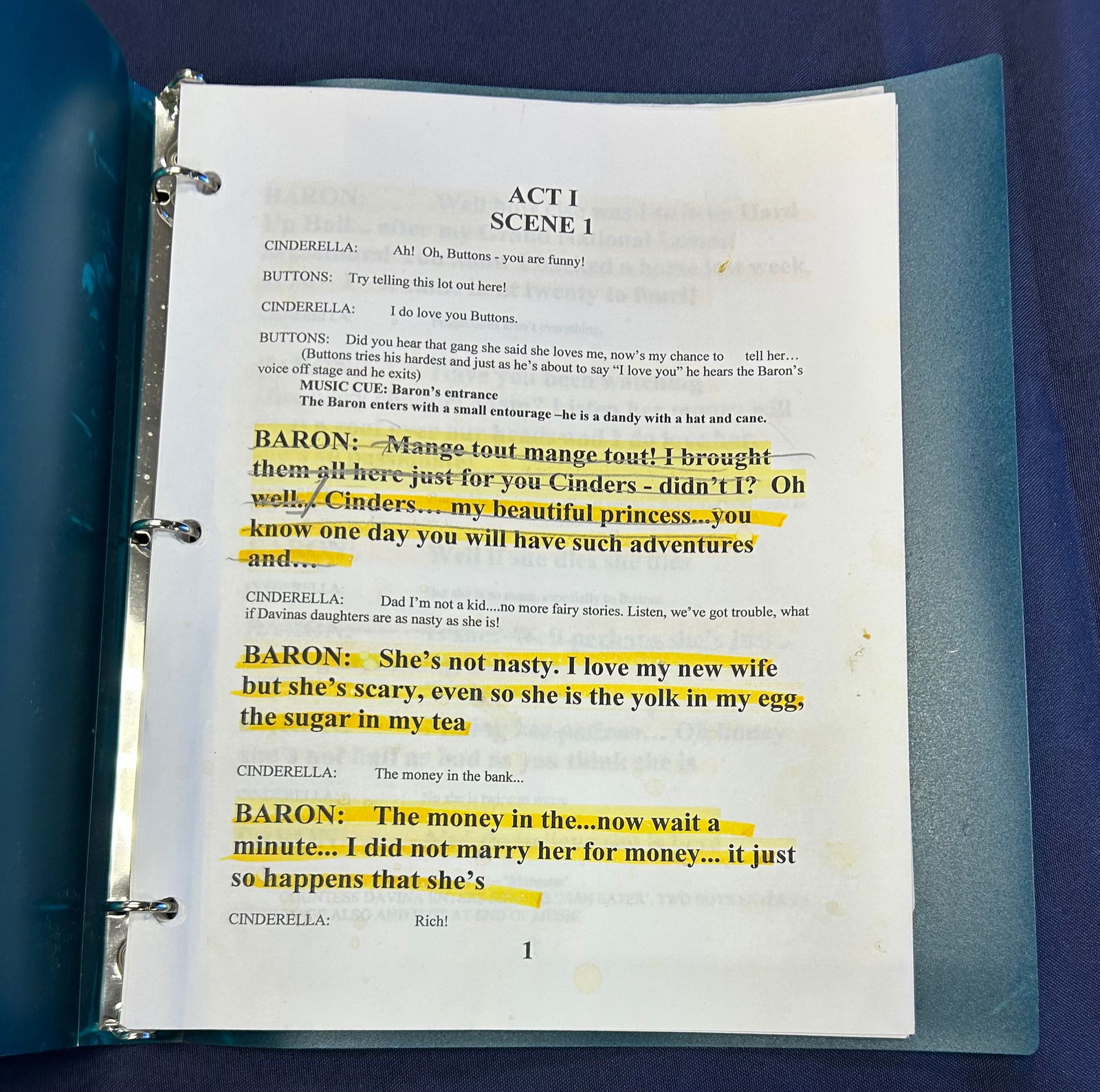 Mickey Rooney's British Pantomime Script: Cinderella Act I (1 of 3)