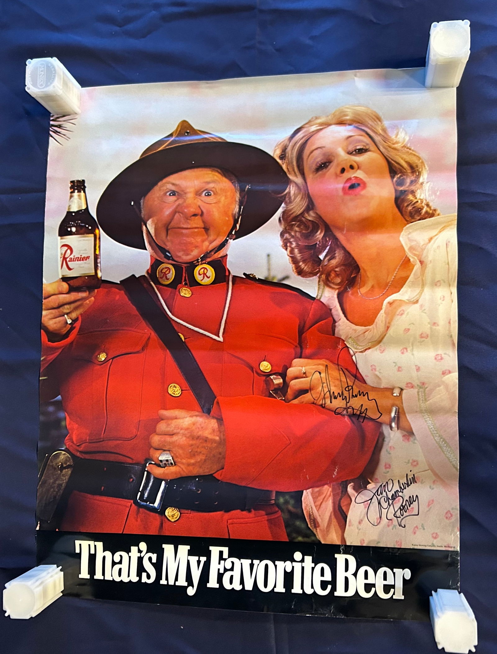 Mickey Rooney and Jan Rooney Autographed Rainier Beer Promo Poster (1 of 3)