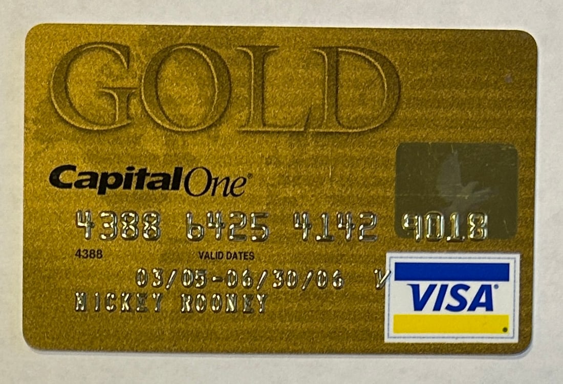 Mickey Rooney's Capital One Gold Card: Mickey Rooney's Capital One Gold Card. The card is not signed. 2006 Expiration.