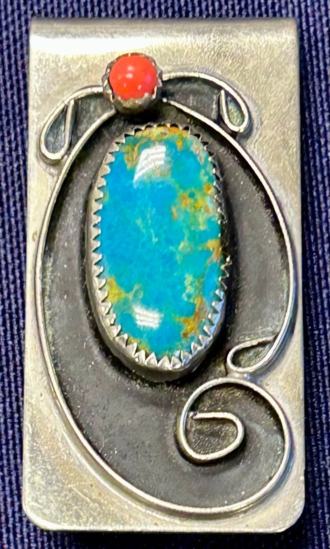 Mickey Rooney's Money Clip with Turquoise Stone (1 of 3)