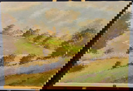 Original Oil on Canvas: Original oil painting on canvas, unframed. Paul Haslbauer written on back of frame. No signature on painting. Purchased from German auction house and shipped to Los Angeles. Measures 23.75 in. W x 16.