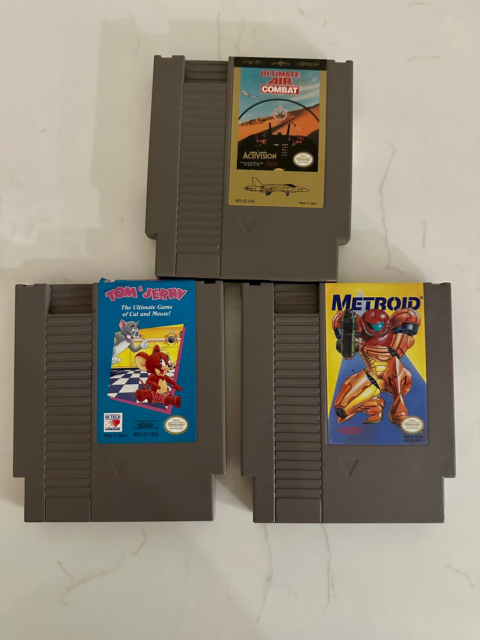 Nintendo Nes Original games lot of 3, Ultimate Air Combat, Tom and Jerry, Metroid (1 of 2)