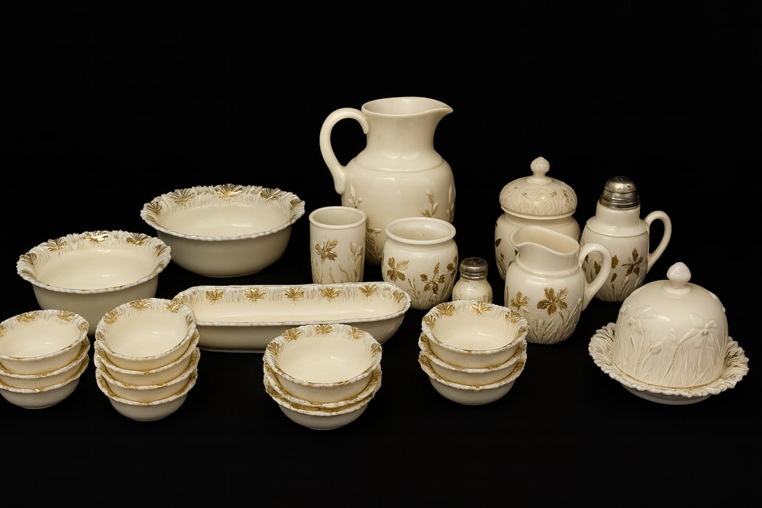 Westmoreland Milk Glass Paneled Grape Collection 22k Gold Trim - 20 pcs (1 of 6)