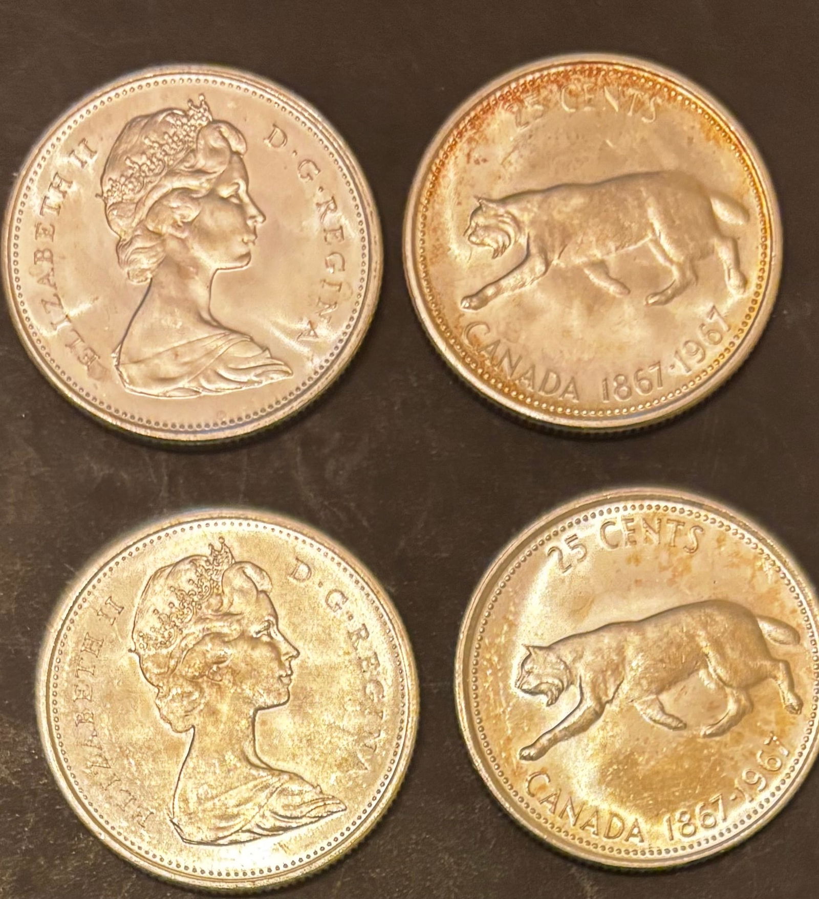 Roll of 40 Canadian 1967 Silver Lynx Quarters – Centennial Issue (1 of 2)