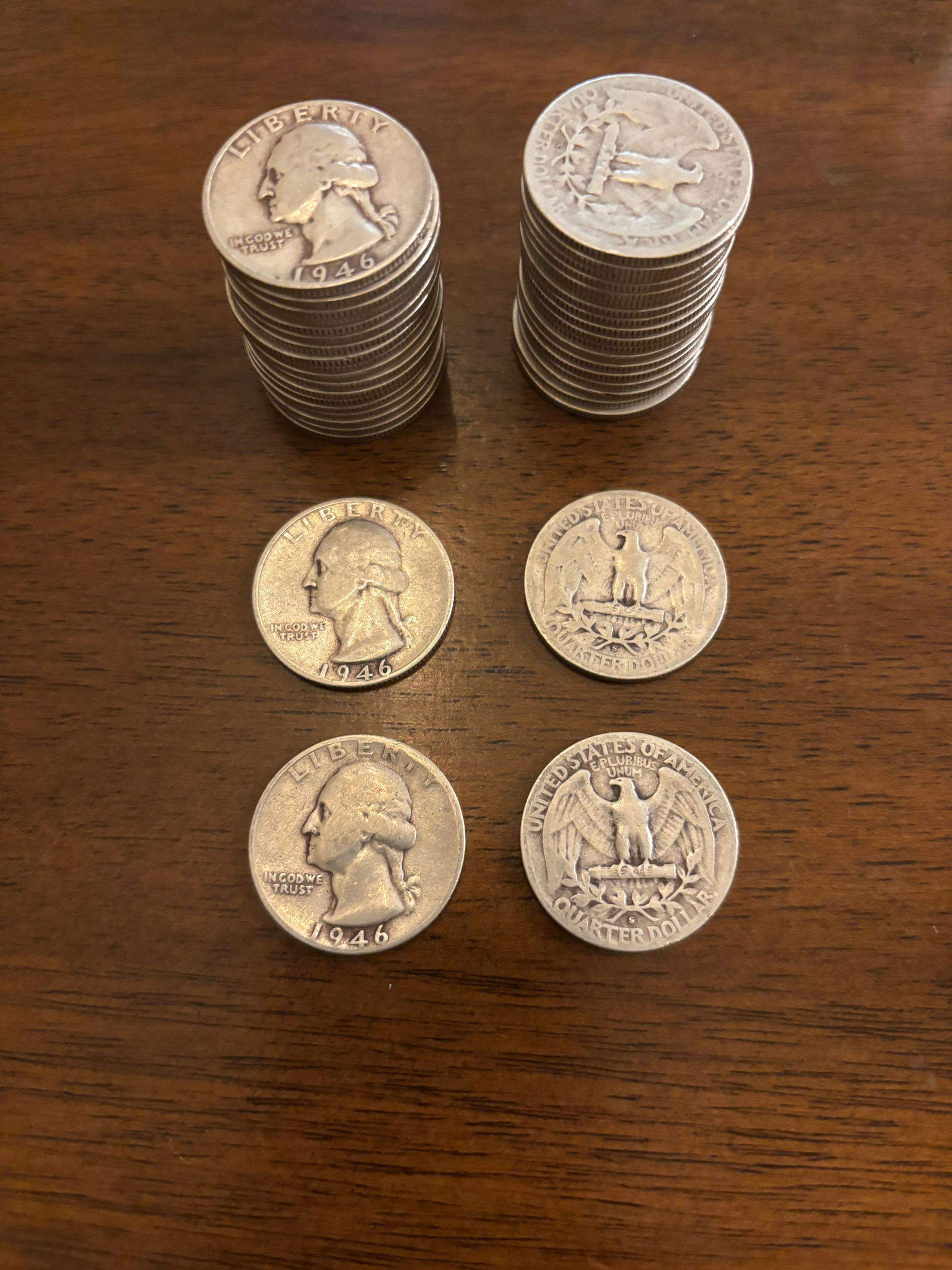 1946-S Washington Quarters – 40 Coins (Full Roll) – 90% Silver (1 of 1)