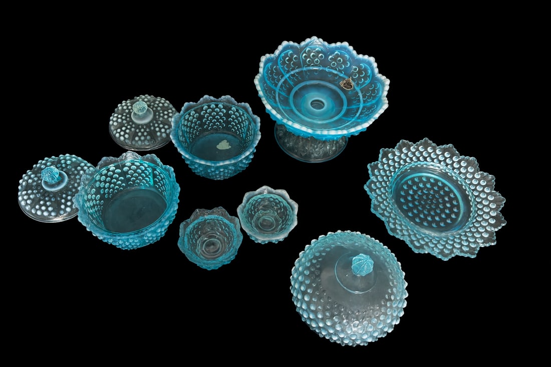 Fenton Blue Opalescent Hobnail Glass Collection (7 Pieces) (1 of 4)