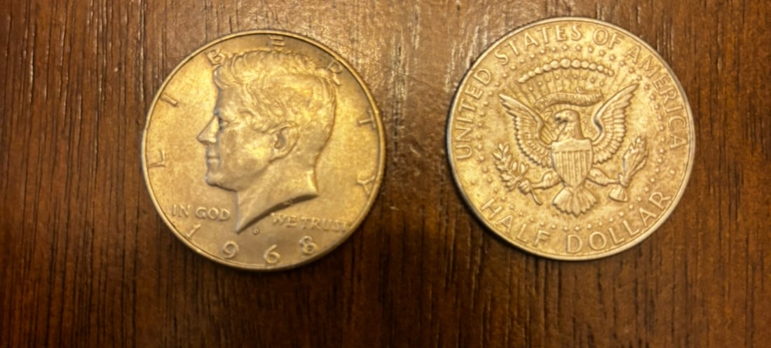 Lot of 22 – 1968-D Kennedy Half Dollars, 40% Silver (Circulated) (1 of 2)