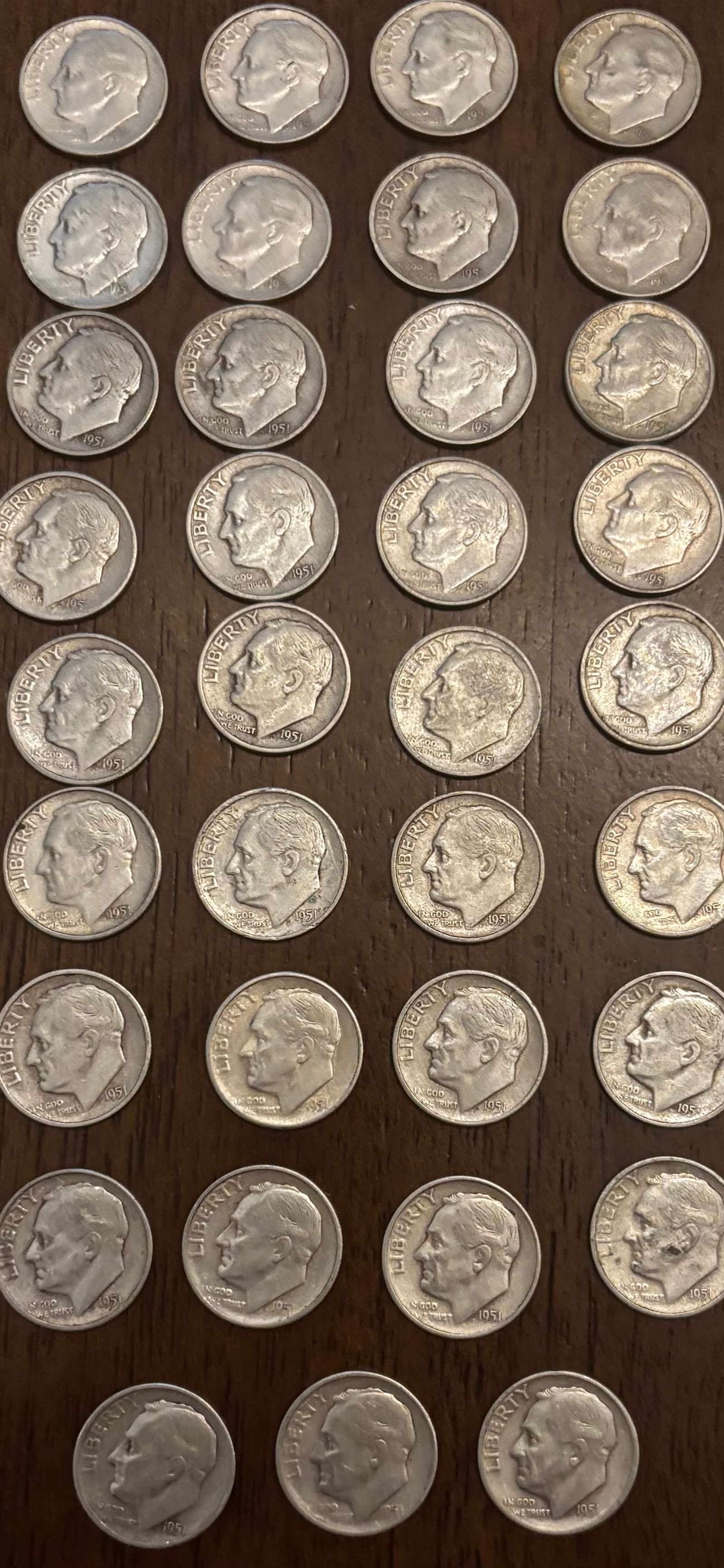 1951-S Roosevelt Silver Dimes (30 Coins) – 90% Silver – San Francisco Mint Lot (1 of 3)