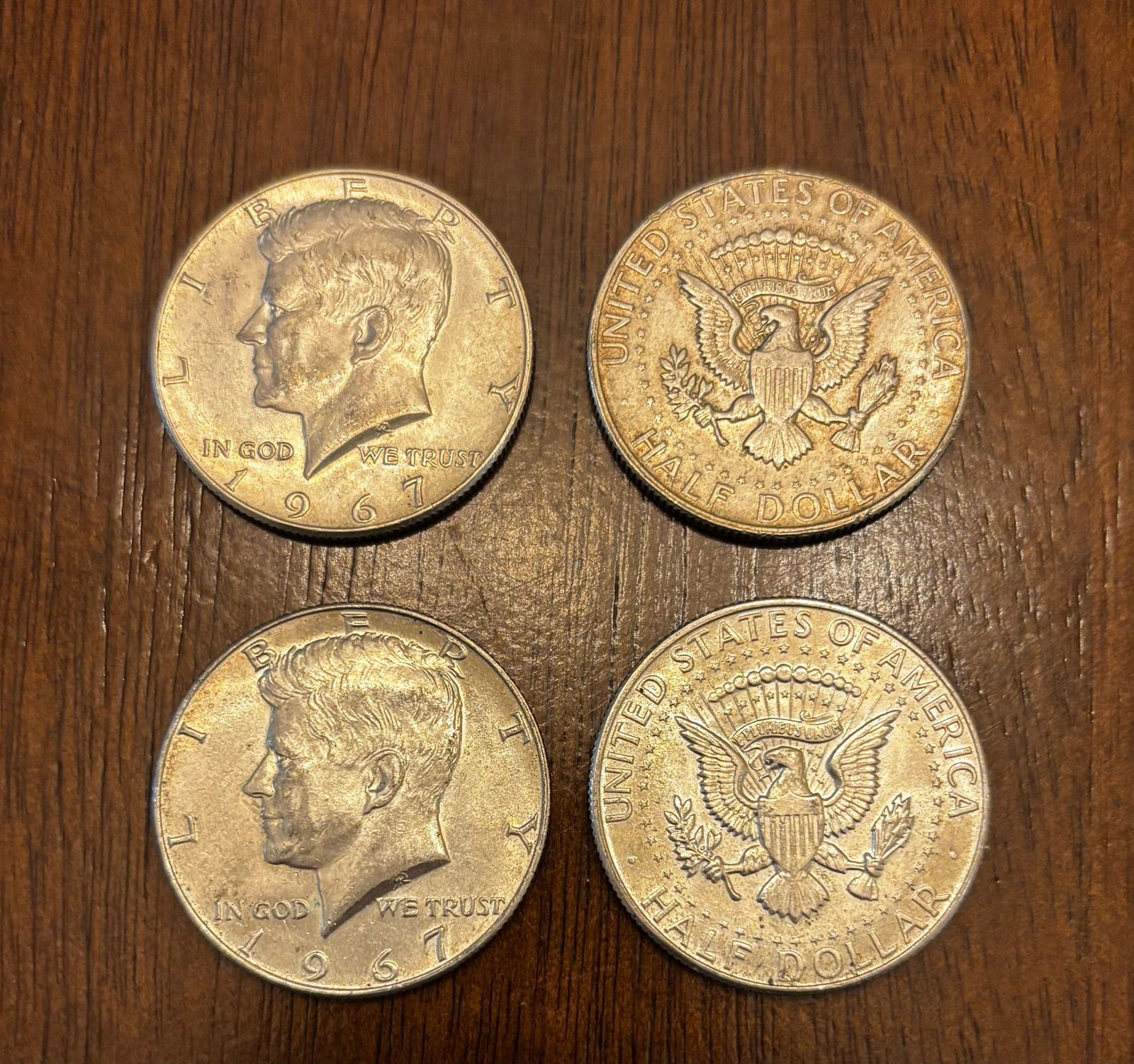 Roll of 20 – 1967 Kennedy Half Dollars, 40% Silver (Circulated) (1 of 2)