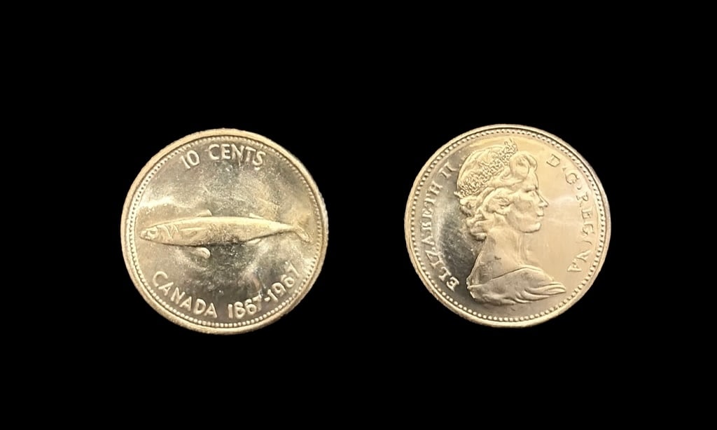 47-Piece Canadian Silver Dime Collection (1967 Centennial Design, Elizabeth II) (1 of 2)