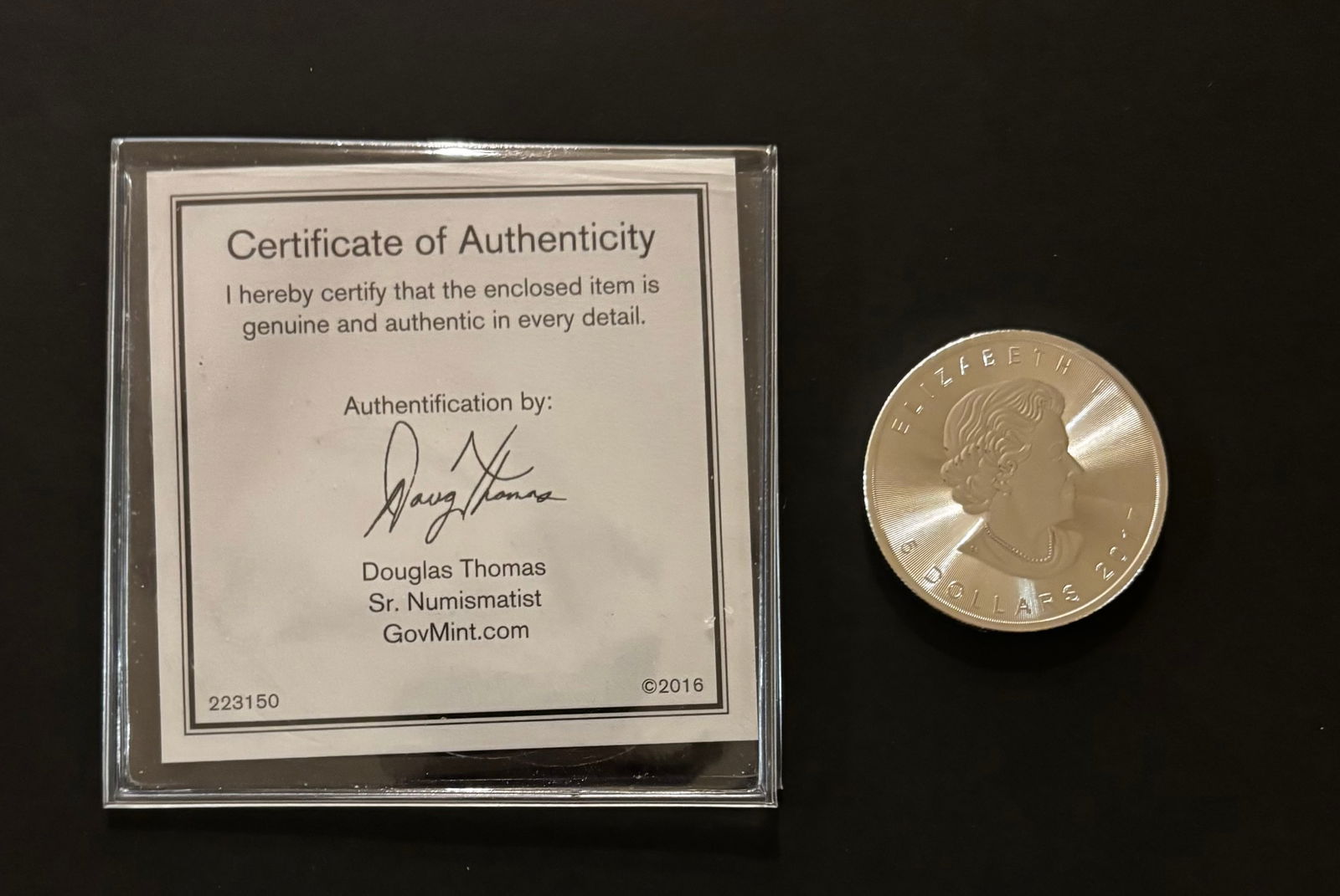 2017 Canada Silver Maple Leaf – 1 oz .9999 Fine Silver – With GovMint COA (1 of 2)