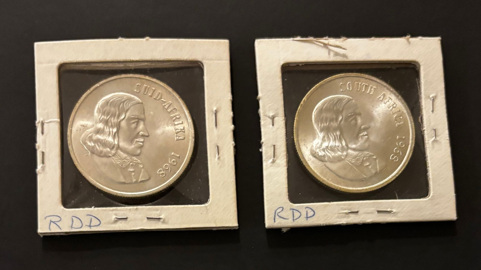 South Africa – Lot of (2) Silver 1 Rand Coins – 1966 & 1968 (1 of 2)