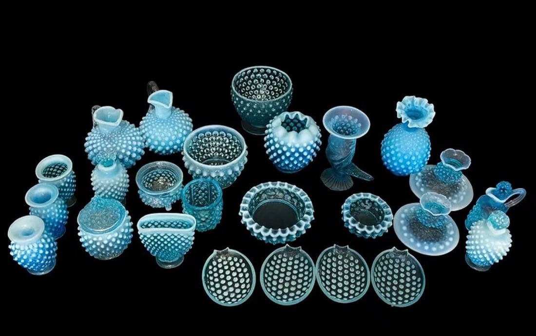Fenton Blue Opalescent Hobnail Glass Collection — 25 Pieces (1 of 4)