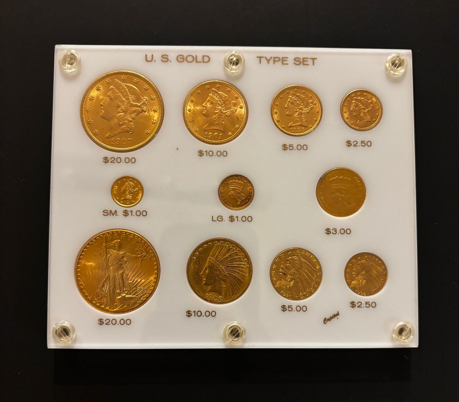 U.S. Gold Type Set in Lucite Display Case (1 of 3)