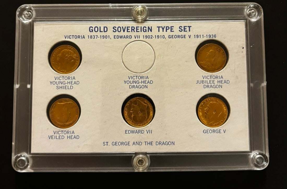 British Gold Sovereign Type Set (5 Coins), Victoria–George V, 1837–1936 (1 of 3)