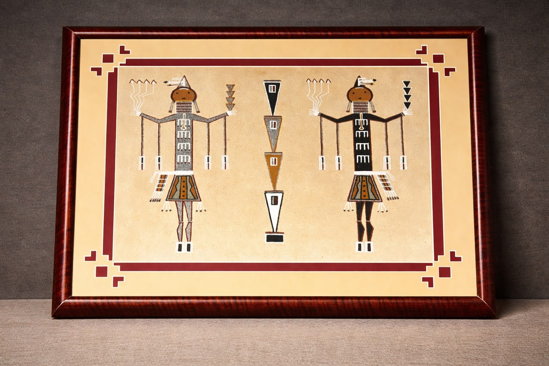Navajo Sandpainting, Yei Figures, Framed Wall Art (1 of 3)