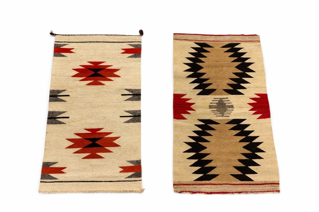 Pair of Southwestern Handwoven Wool Rugs / Runners, Geometric Designs, c. Mid-20th Century (1 of 5)