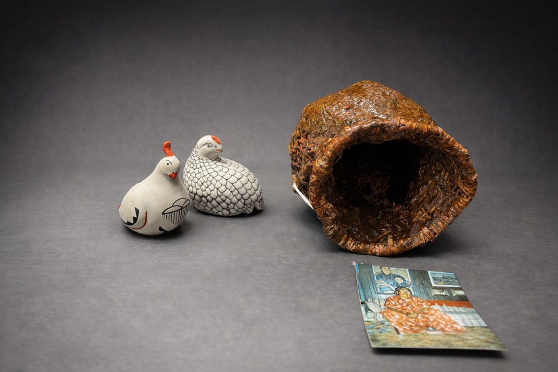 Attributed Native American Pottery Group — Water Jug & Two Bird Effigy Figures (1 of 9)