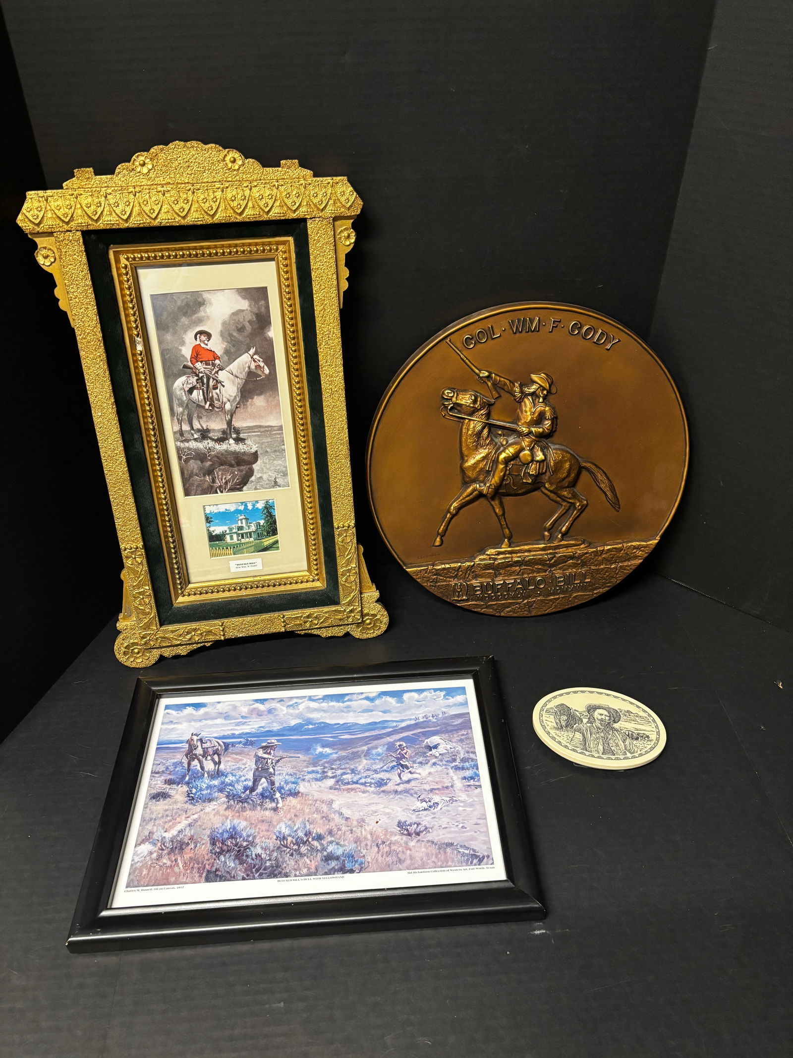 Buffalo Bill Western Americana Group – Framed Prints & Bronze-Tone Wall Plaque (4 Pieces) (1 of 3)