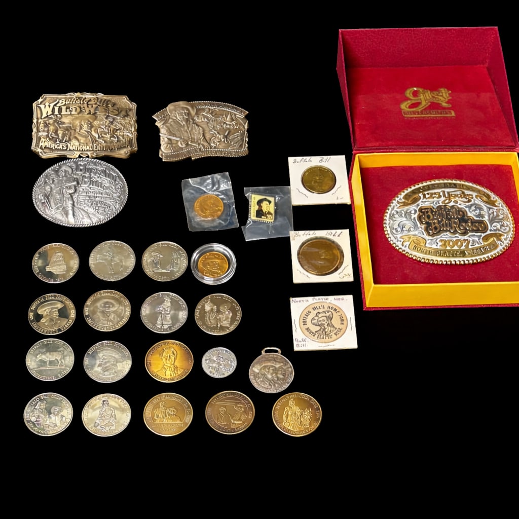 Buffalo Bill Cody Memorabilia Group – Coins, Medals & Belt Buckles (1 of 9)