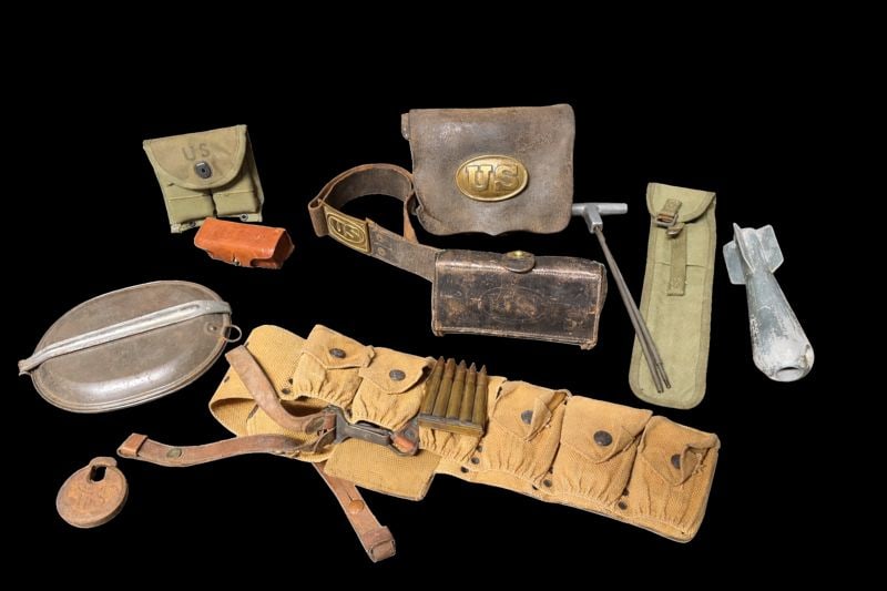 Military Field Gear & Accoutrements Lot w/ Inert Practice Torpedo (1 of 8)