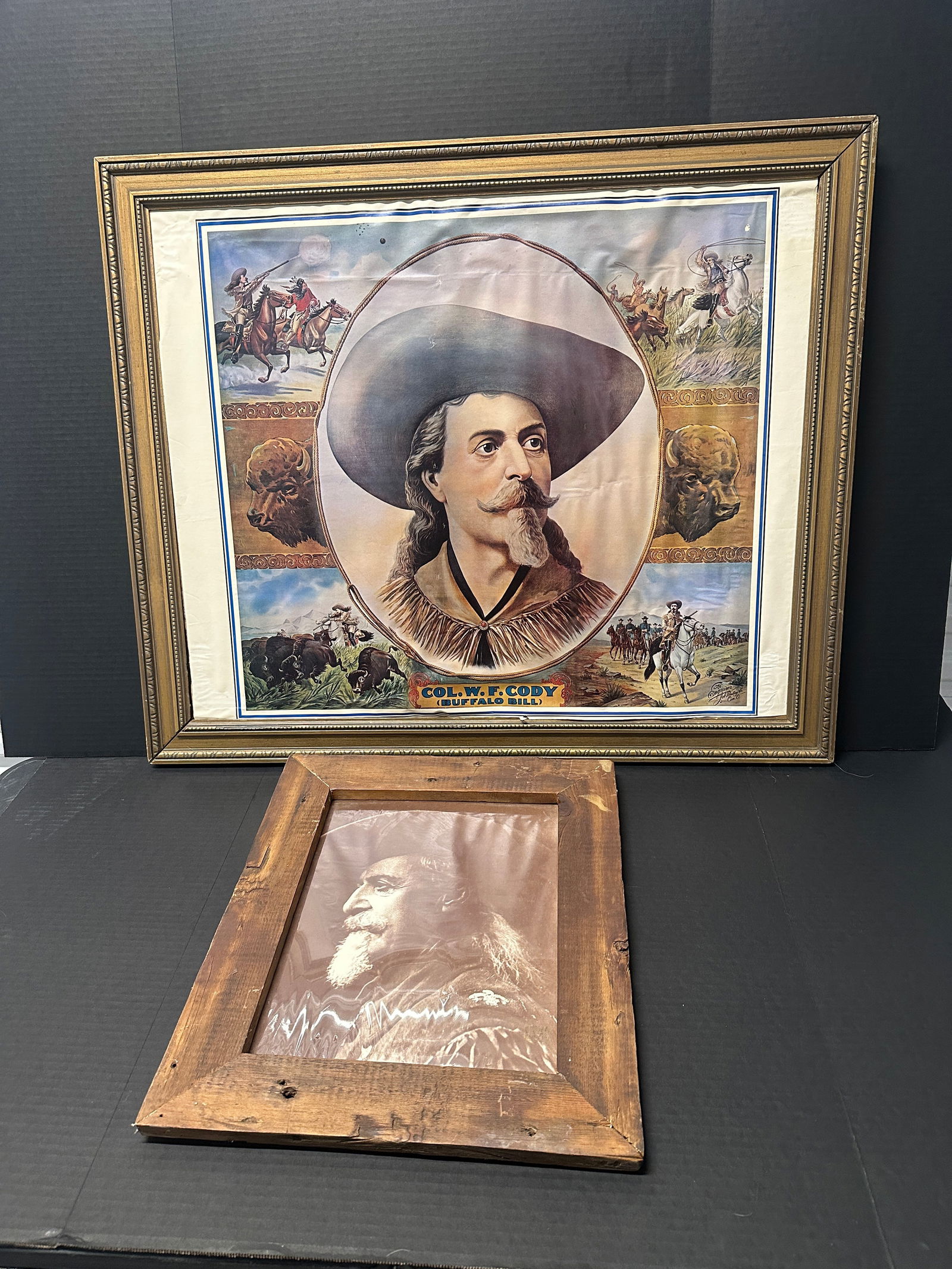 Buffalo Bill Framed Portraits – Color Print & Sepia Photograph (2) (1 of 3)