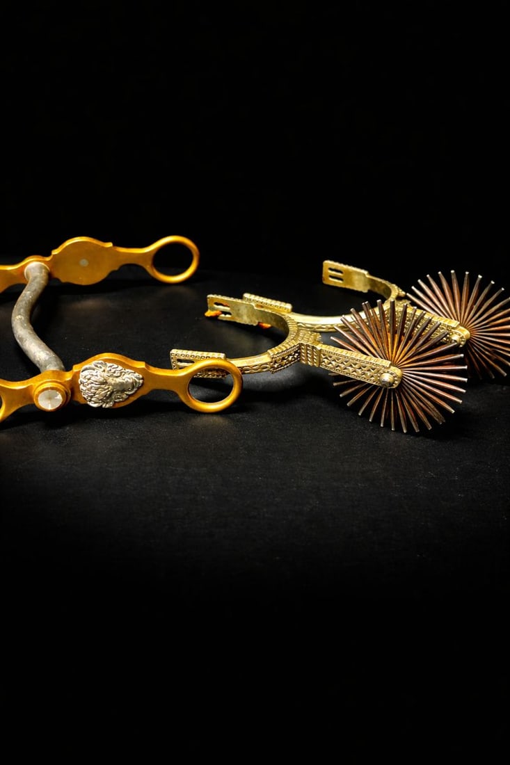 Antique Western horse bit and spur grouping (1 of 10)