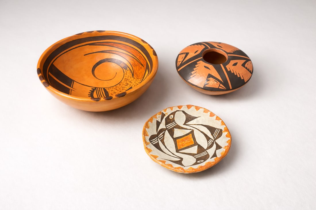 Southwest Native American–Style Pottery Bowls, Group of Three (1 of 3)