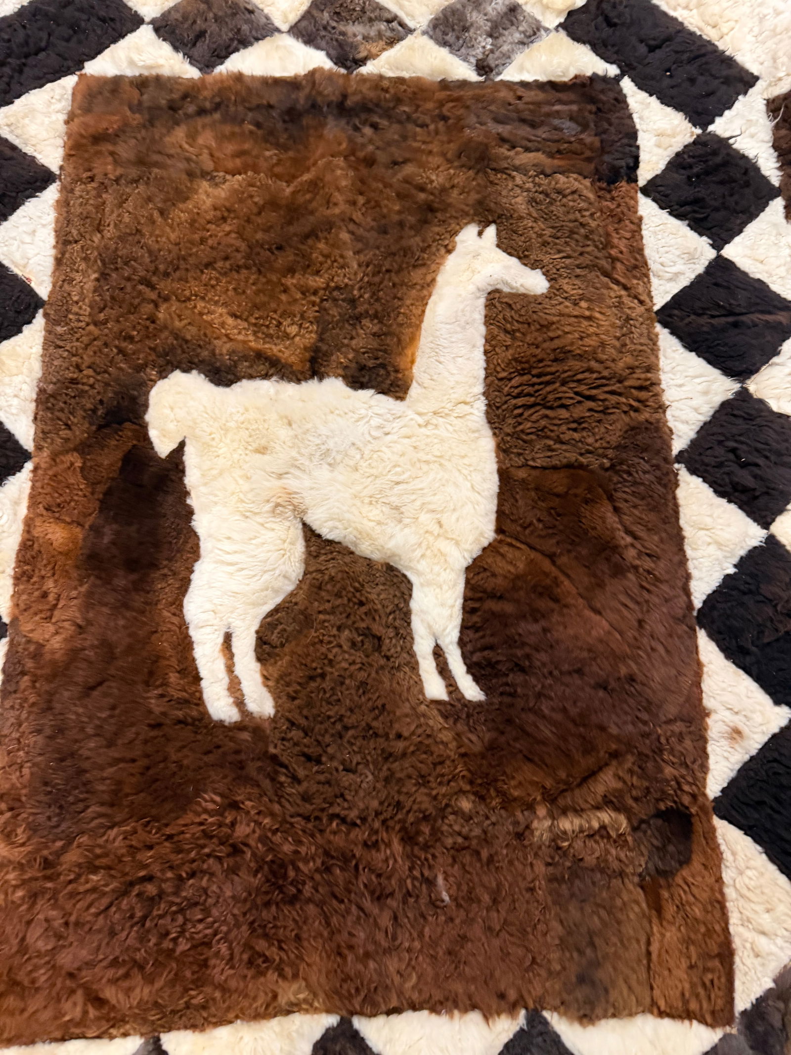 Patchwork Area Rug with Llama Motif - 9