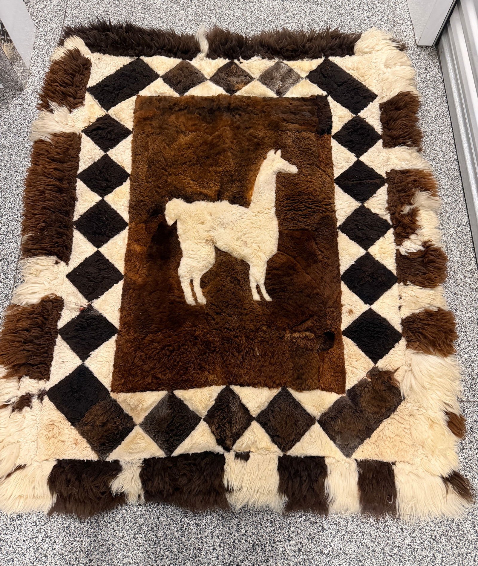 Patchwork Area Rug with Llama Motif - 2