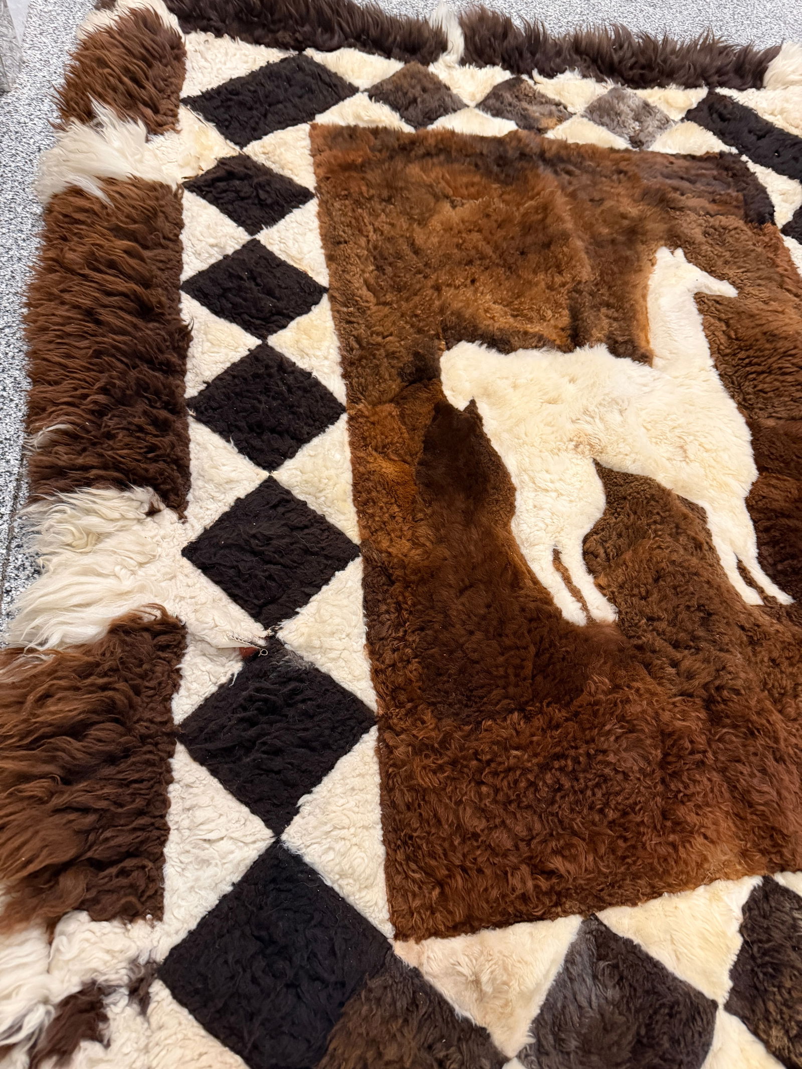 Patchwork Area Rug with Llama Motif - 4