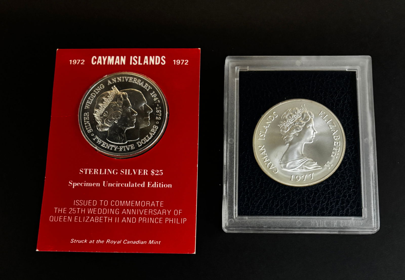 Cayman Islands $25 Silver Jubilee & Wedding Anniversary Coins 1972–1977 (1 of 2)