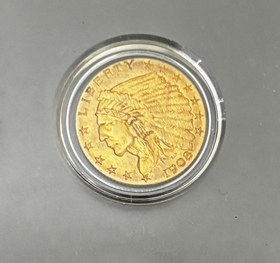 1908 Indian Head $2.50 Quarter Eagle Gold Coin (1 of 2)