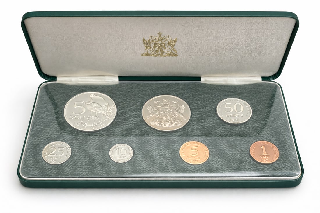 1971 Trinidad & Tobago Proof Coin Set Franklin Mint With Silver $5 (1 of 3)