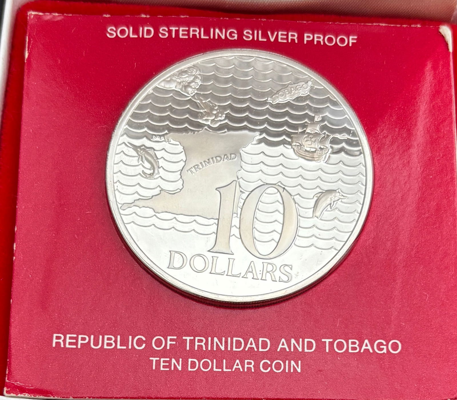 1980 Republic Of Trinidad And Tobago Sterling Silver Proof $10 Coin (1 of 2)