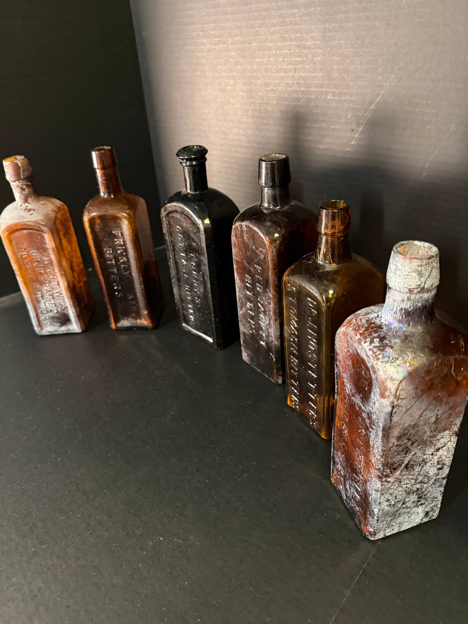 Antique Bitters Bottle Lot (6) Dr. J. Hostetter’s, Hartwig’s Alpine, Red Jacket, Prickly Ash, - 6