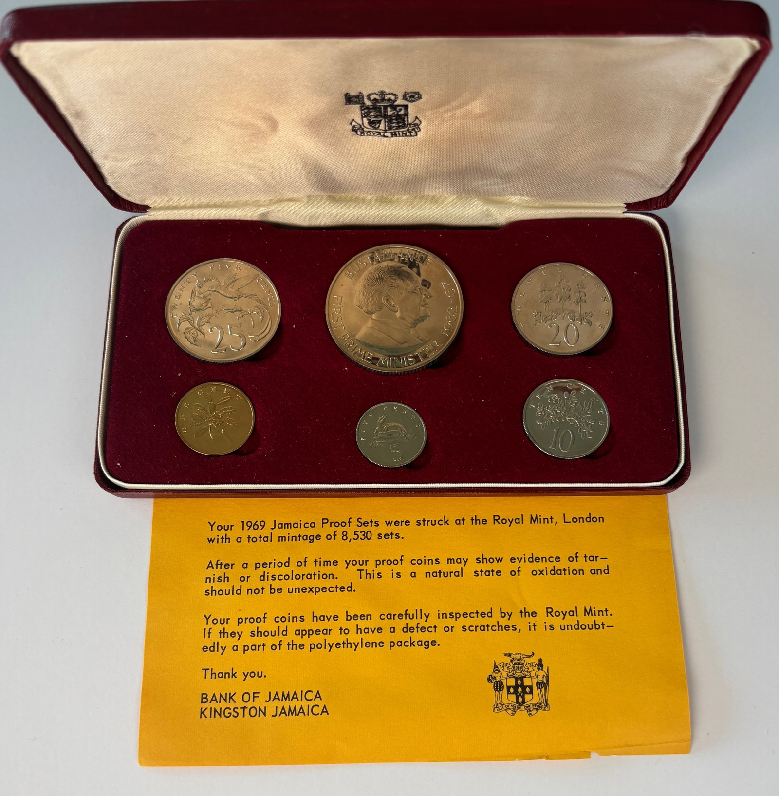 1969 Jamaica Proof Coin Set Royal Mint With Case And Insert (1 of 3)