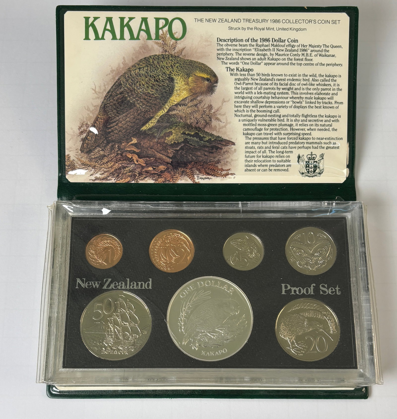 1986 New Zealand Proof Coin Set With Silver Dollar Kakapo (1 of 6)