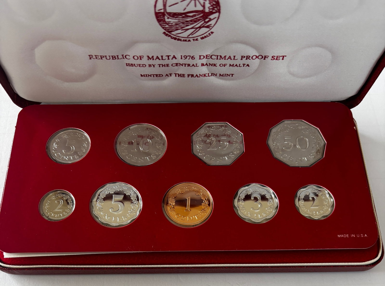 1976 Malta Decimal Proof Coin Set w/ COA (1 of 3)