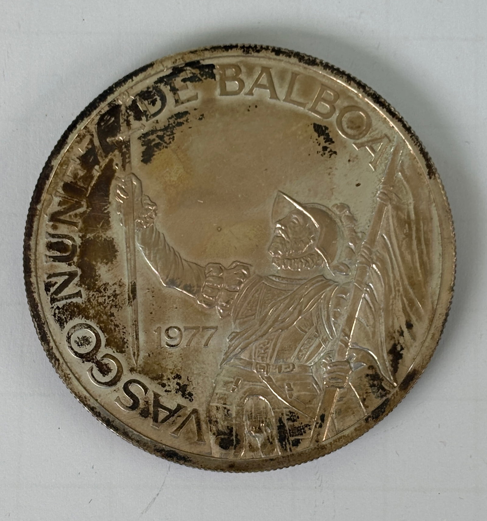 1977 Panama 20 Balboas Vasco Nunez De Balboa Sterling Silver Coin (1 of 2)