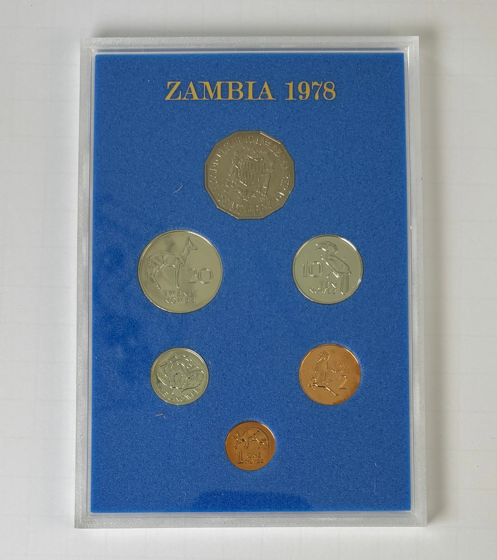 1978 Zambia Proof Coin Set 7 Coin Original Case Wildlife Series African Coins (1 of 3)