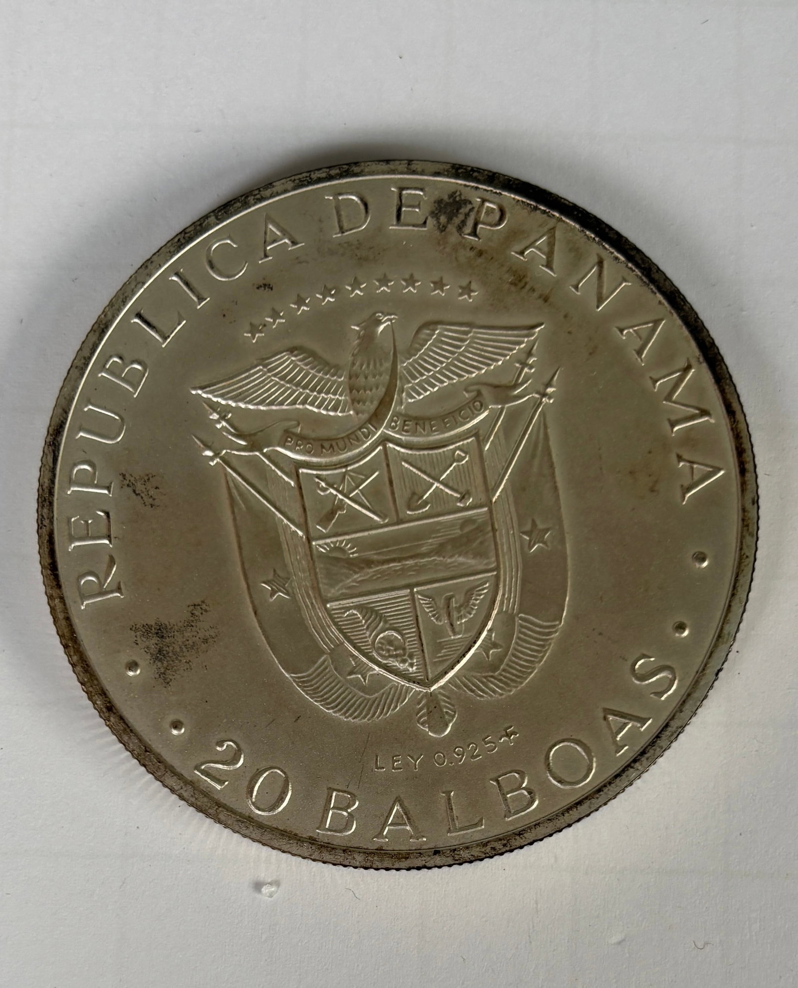 1976 Panama 20 Balboas Simon Bolivar Silver Coin (1 of 2)