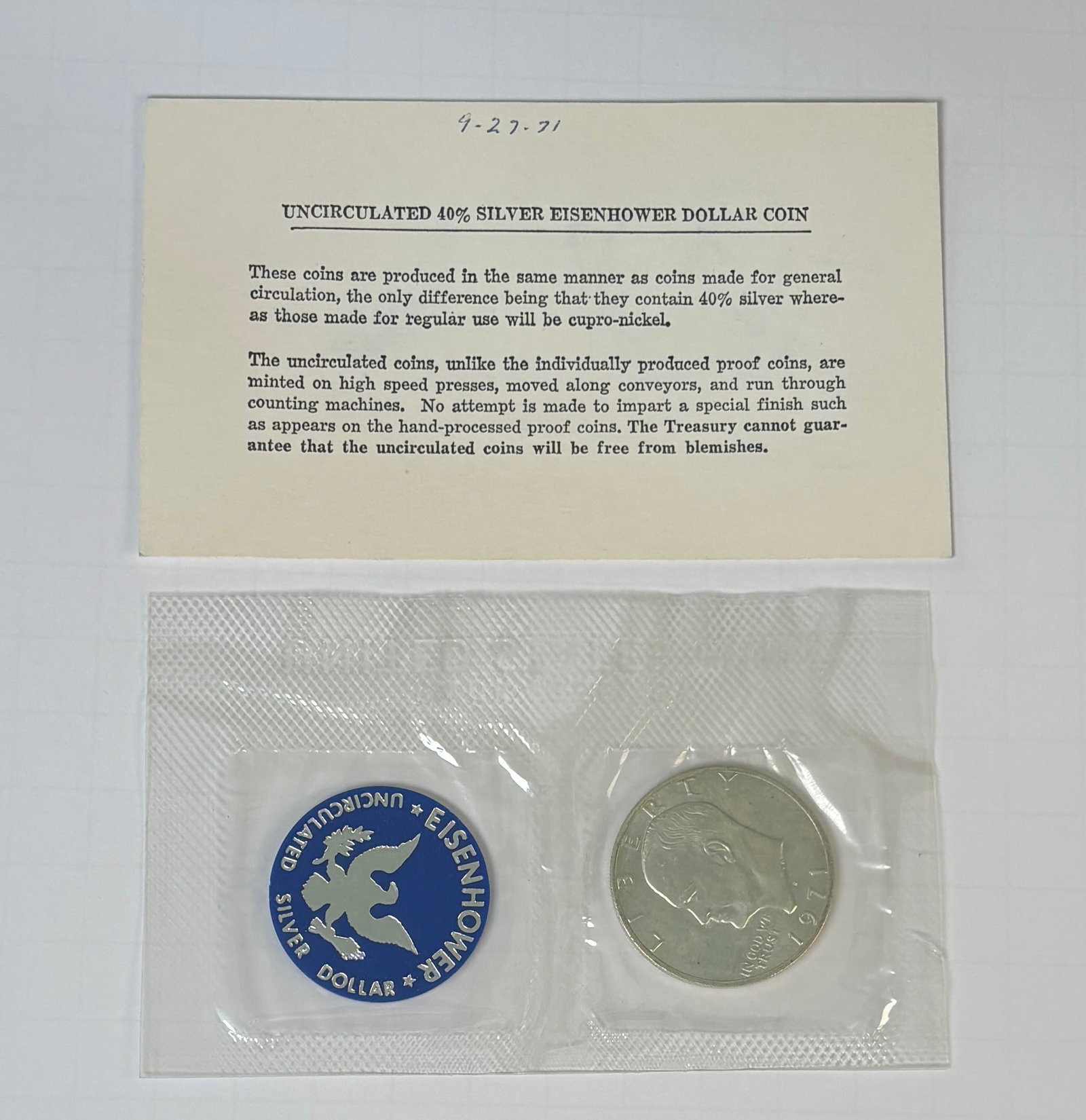 1971 Eisenhower Uncirculated 40% Silver Dollar Mint Set (1 of 4)