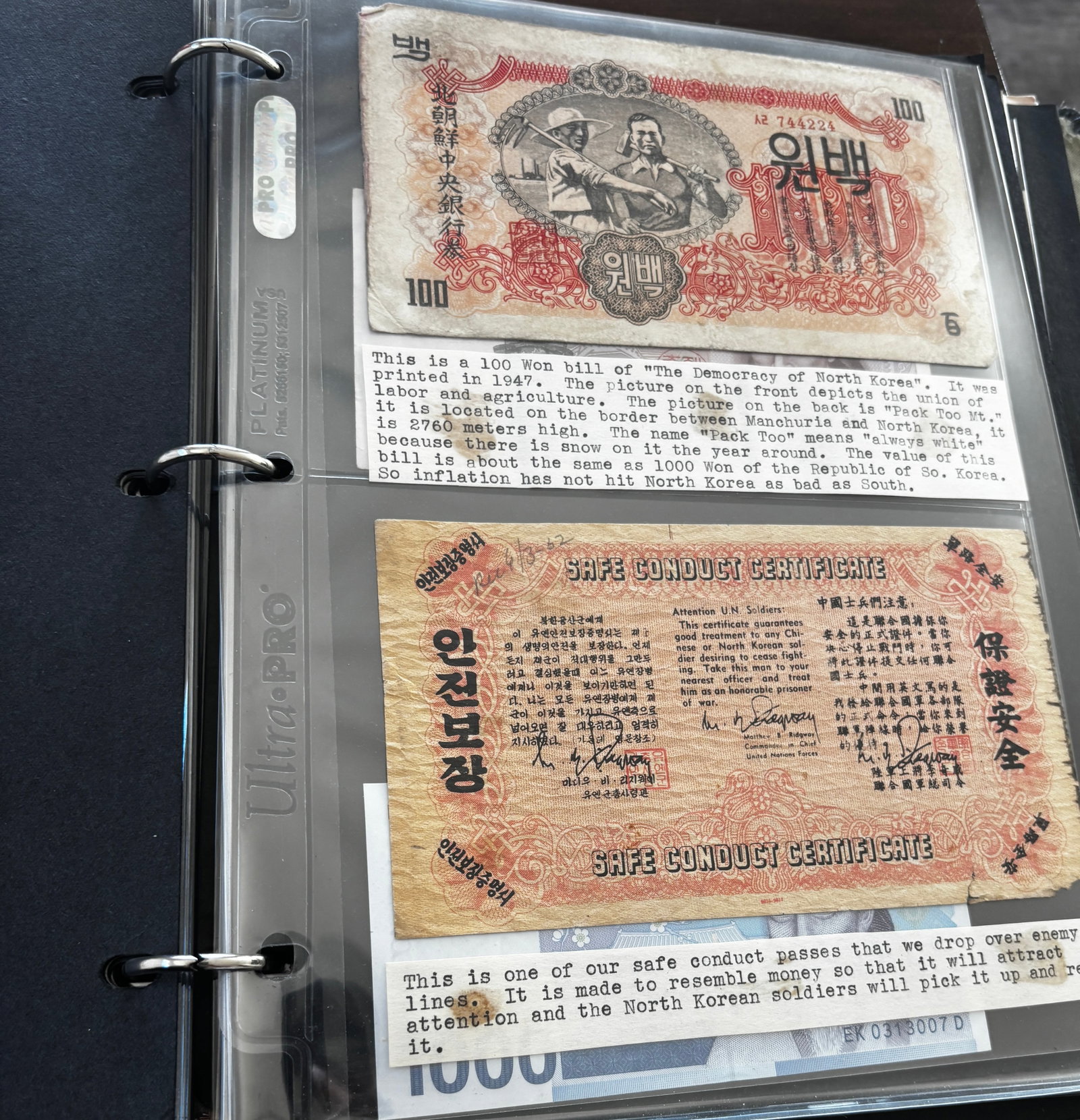 Large World Currency Album Including Japanese Occupation, Korean War & Canadian Notes: Extensive world paper currency album featuring a diverse collection of international banknotes with emphasis on East Asian and Commonwealth issues. Includes Japanese yen notes ranging from early to mo