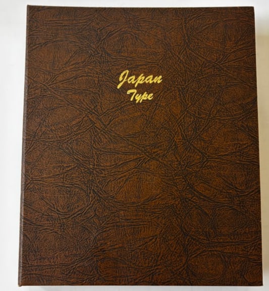 Japan Type Coin Album, Meiji–Showa Era Collection with Olympic & Expo Commemoratives: Extensive Japan Type album containing coins from the Meiji, Taisho, and Showa eras, including numerous silver, copper, bronze, and holed issues. Features dragon yen, sen denominations, post-war coinag