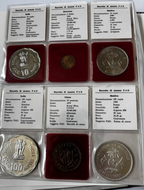 International FAO Commemorative Coin Collection Album, 1980–1981, 36 Coins (1 of 12)