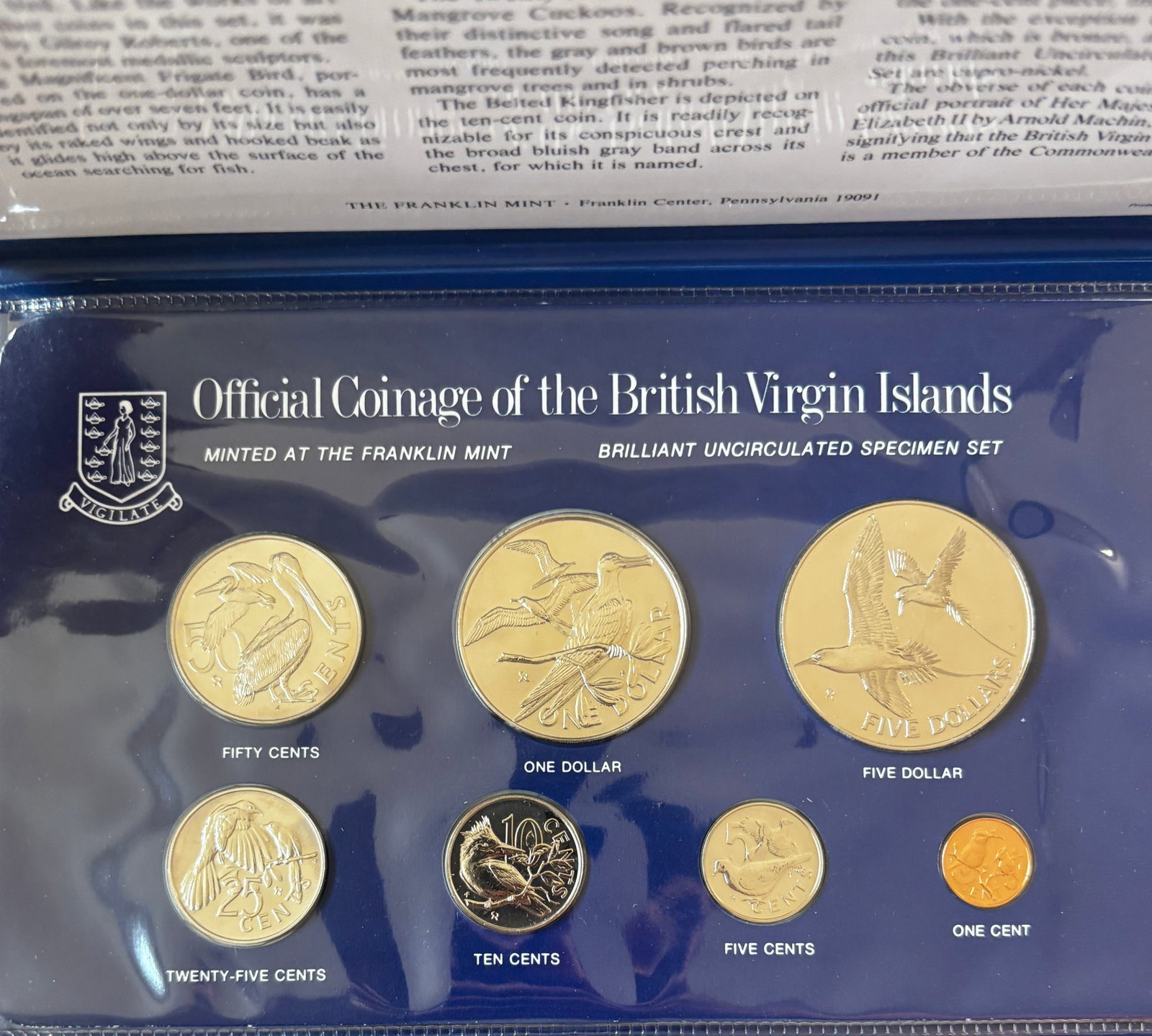 1982 British Virgin Islands Brilliant Uncirculated Specimen Coin Set with COA – Franklin Mint (1 of 4)