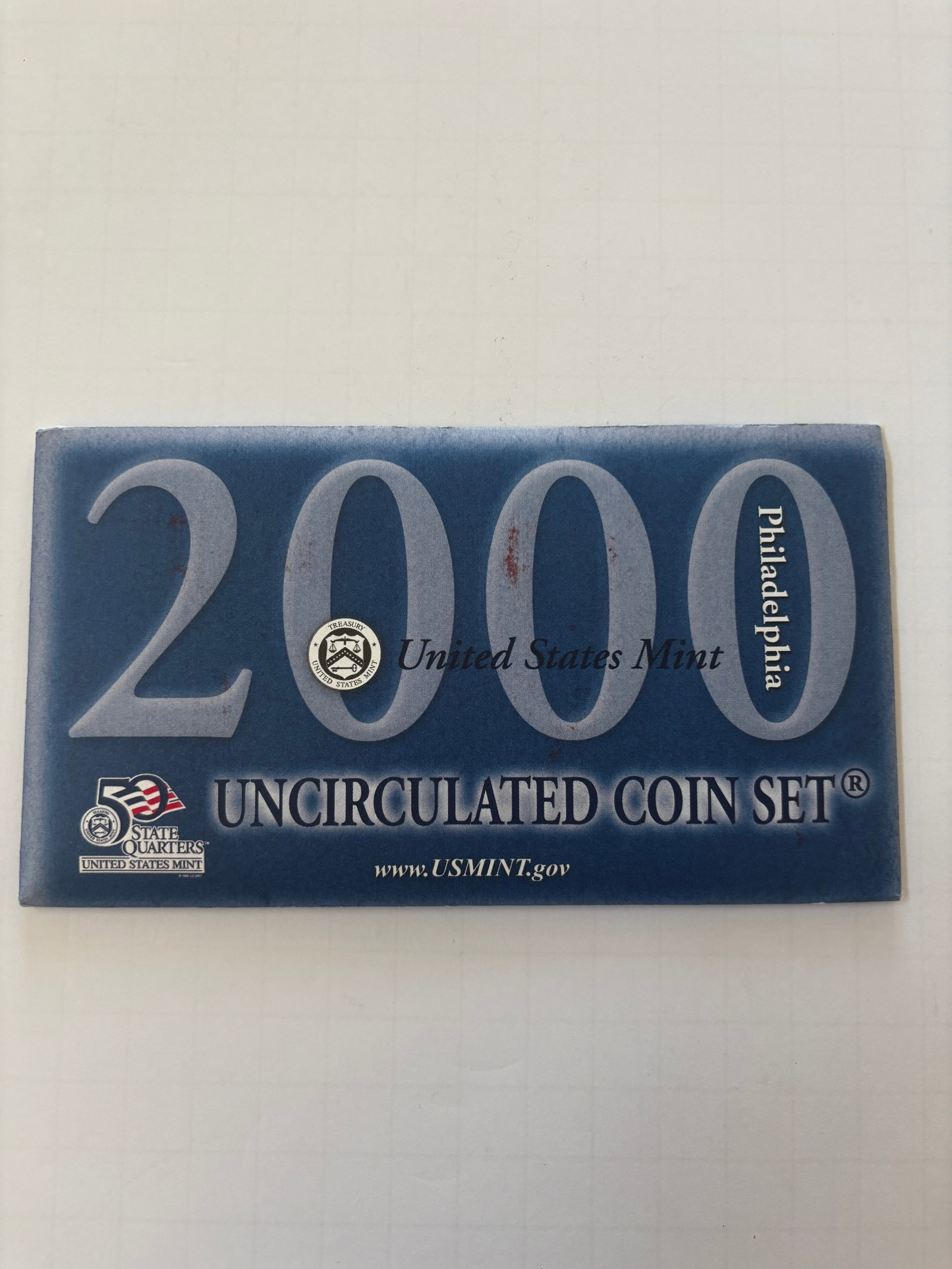 2000 United States Mint Philadelphia Uncirculated Coin Set with Original Government Packaging: Official 2000 United States Mint Philadelphia Uncirculated Coin Set housed in original government packaging. The set includes Philadelphia Mint examples of the Lincoln cent, Jefferson nickel, Roosevel